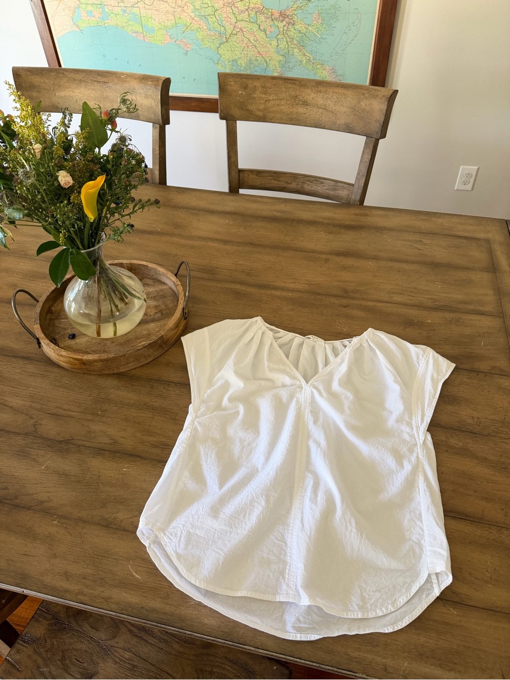 A.L.C. White Short Sleeve V-Neck Blouse